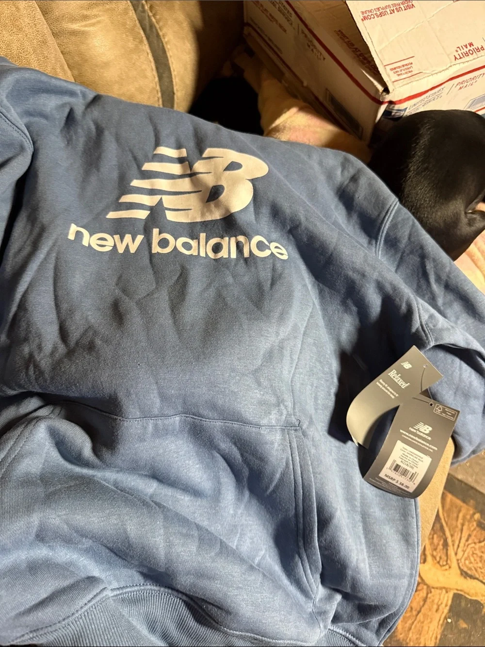 New Balance Light Blue Hoodie with White Logo